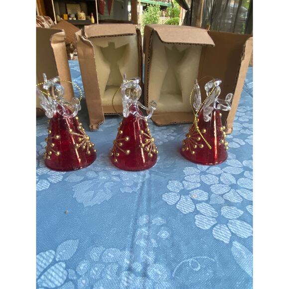 Glass angels red and gold. Set of Three (3) Christmas Ornaments NIB - Picture 9 of 16
